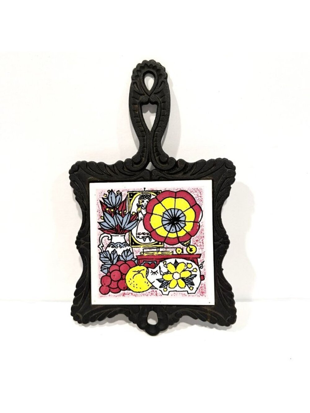 Vintage KingKong Cottage Core Iron MCM Tile Trivet Wall Decor